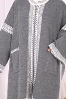 Hijab clothing GREY ZIPPERED KNITWEAR PONCHO T 80621
