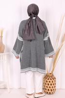 Hijab clothing GREY ZIPPERED KNITWEAR PONCHO T 80621
