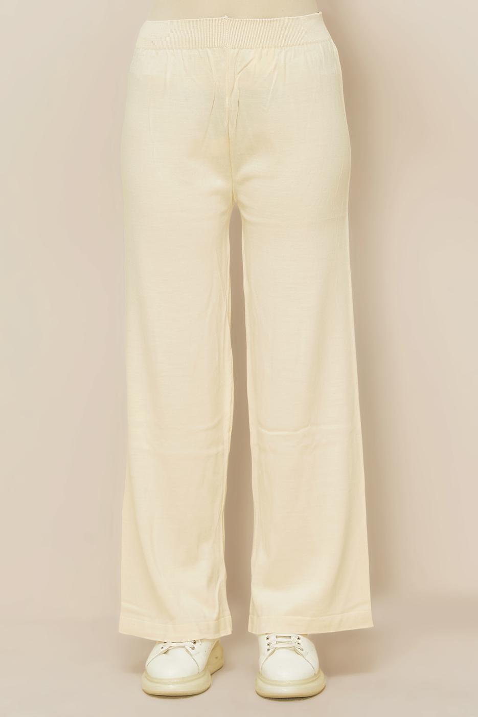 Tesettür giyim EKRU TRİKO PANTOLON T 3844