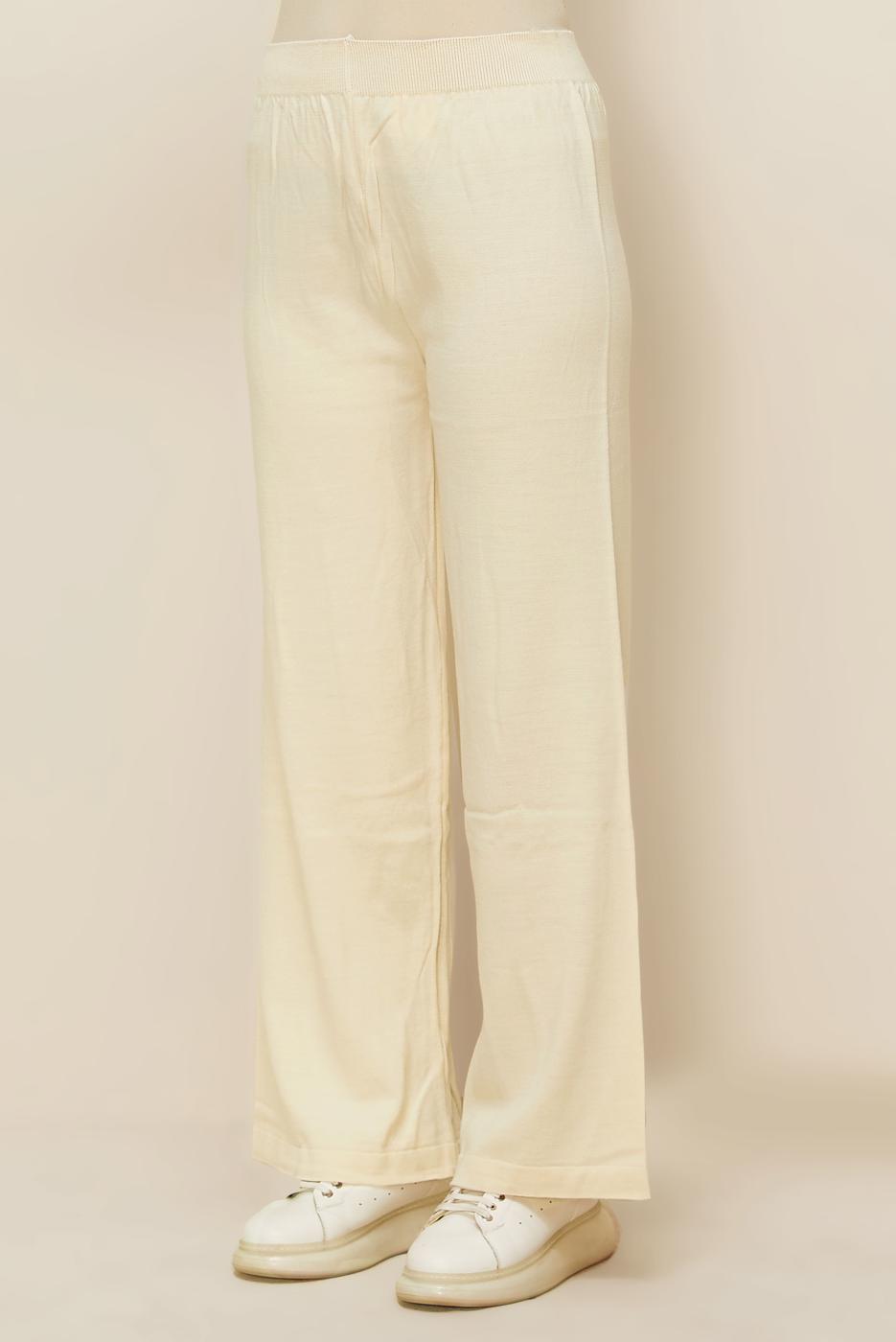 Tesettür giyim EKRU TRİKO PANTOLON T 3844