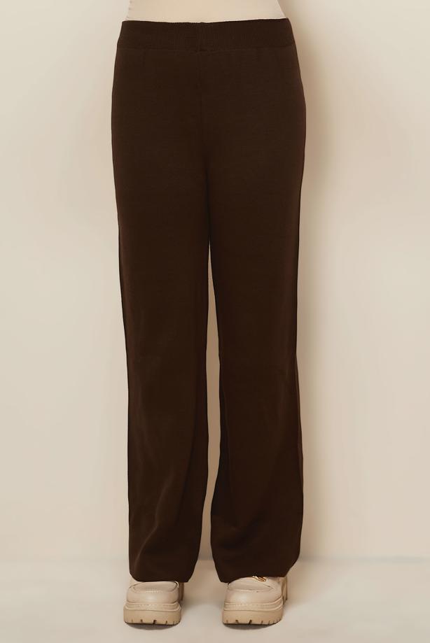 Hijab clothing BROWN T 3844 NSS TRİKO PANTOLON - TRENDTESETTÜR