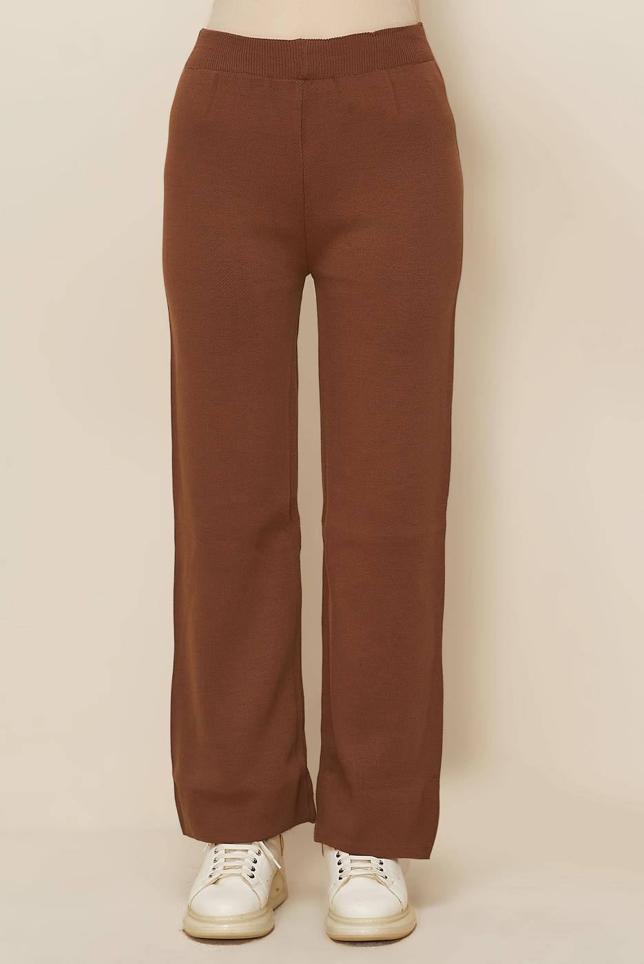 Tesettür giyim TABA TRİKO PANTOLON T 3844