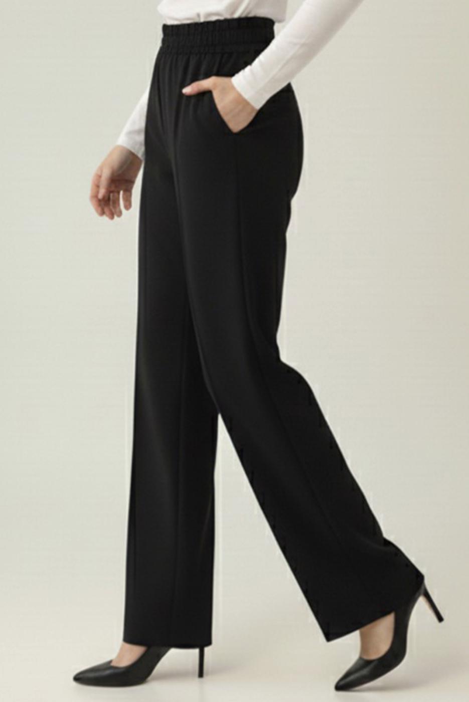 Vêtements hijab NOIR PANTALON TAILLE ÉLASTIQUE T 5011