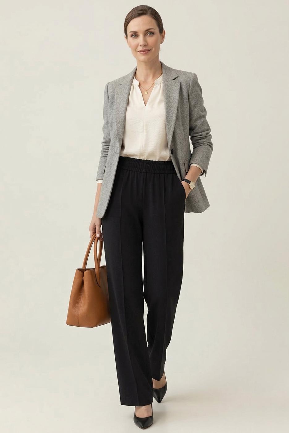 Tesettür giyim SİYAH SCUBA ÖRME PANTOLON T 5011