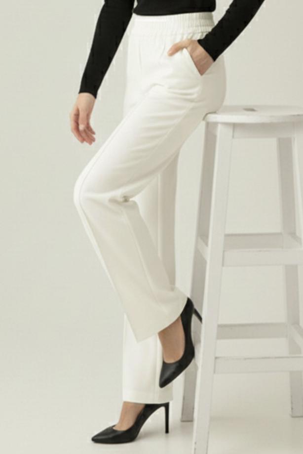 Vêtements hijab BLANC T 5011 BN SCUBA ÖRME PANTOLON - TRENDTESETTÜR