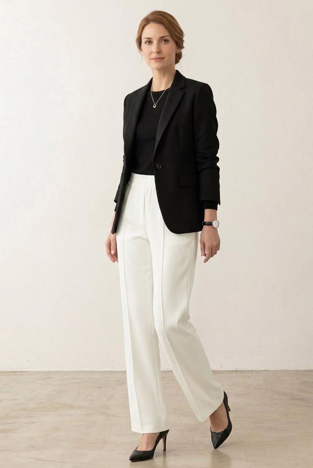 Vêtements hijab BLANC PANTALON TAILLE ÉLASTIQUE T 5011 - TRENDTESETTÜR