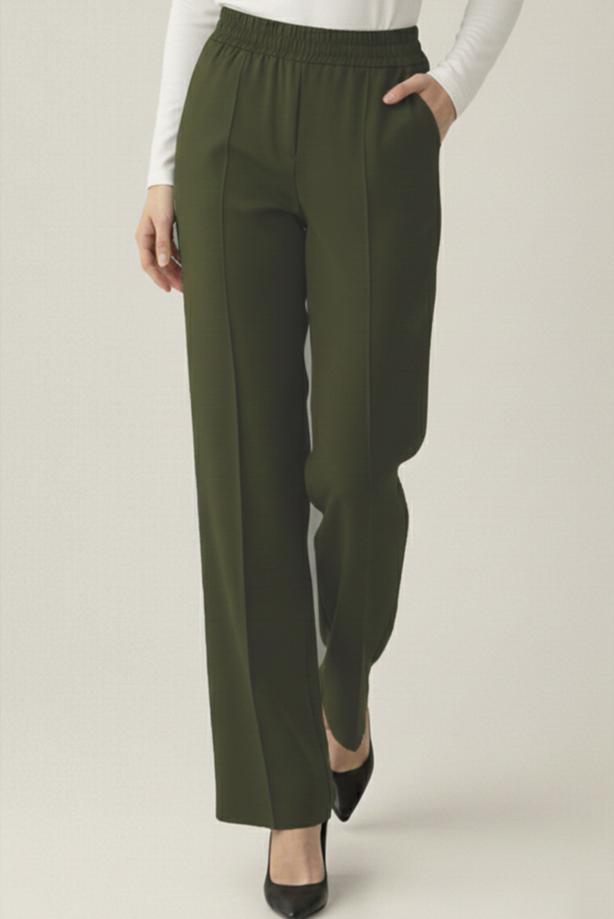 Vêtements hijab KAKI PANTALON TAILLE ÉLASTIQUE T 5011 - TRENDTESETTÜR