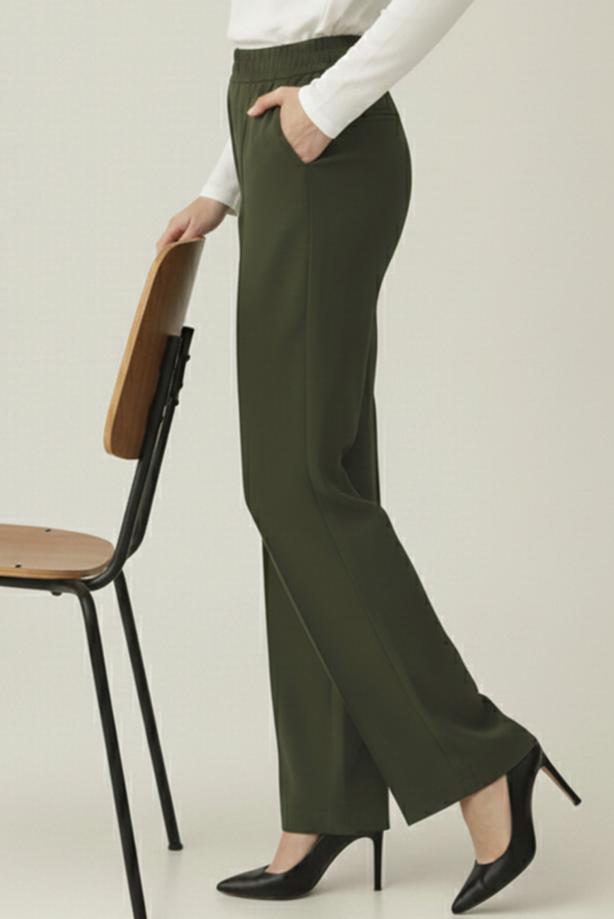 Vêtements hijab KAKI PANTALON TAILLE ÉLASTIQUE T 5011 - TRENDTESETTÜR