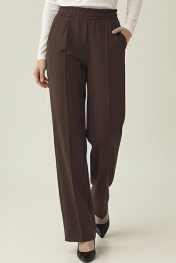 Vêtements hijab BRUN T 5011 BN SCUBA ÖRME PANTOLON - TRENDTESETTÜR