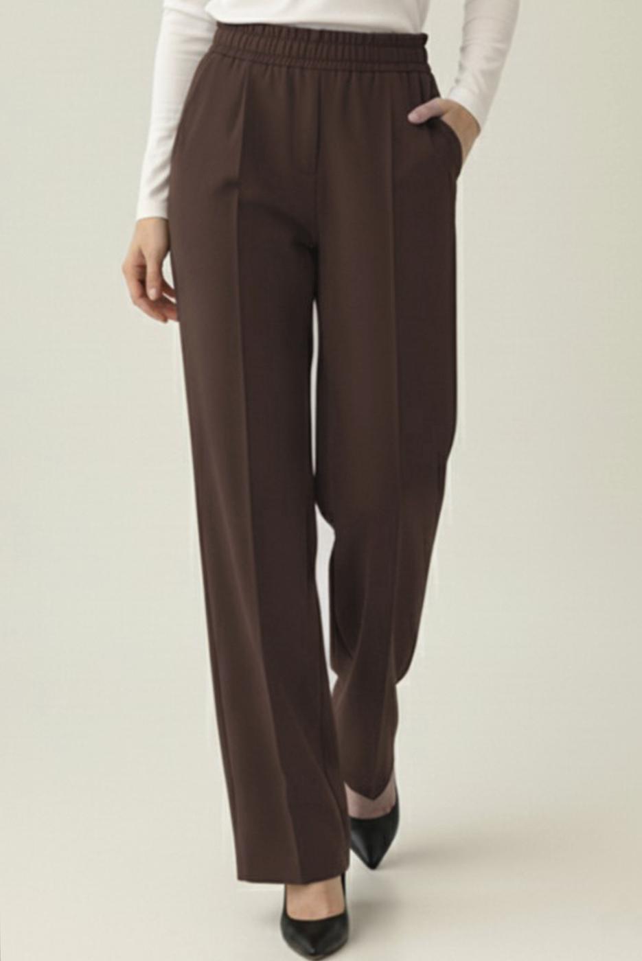 Vêtements hijab BRUN PANTALON TAILLE ÉLASTIQUE T 5011