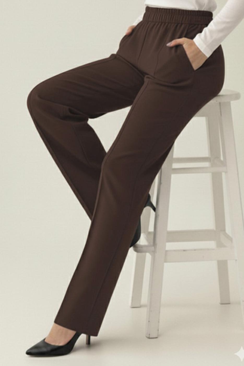 Vêtements hijab BRUN PANTALON TAILLE ÉLASTIQUE T 5011