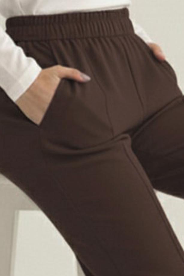 Vêtements hijab BRUN T 5011 BN SCUBA ÖRME PANTOLON - TRENDTESETTÜR