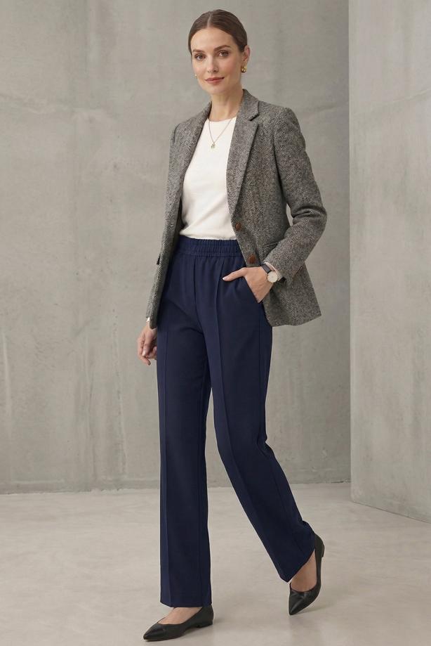 Vêtements hijab BLEU MARINE PANTALON TAILLE ÉLASTIQUE T 5011 - TRENDTESETTÜR