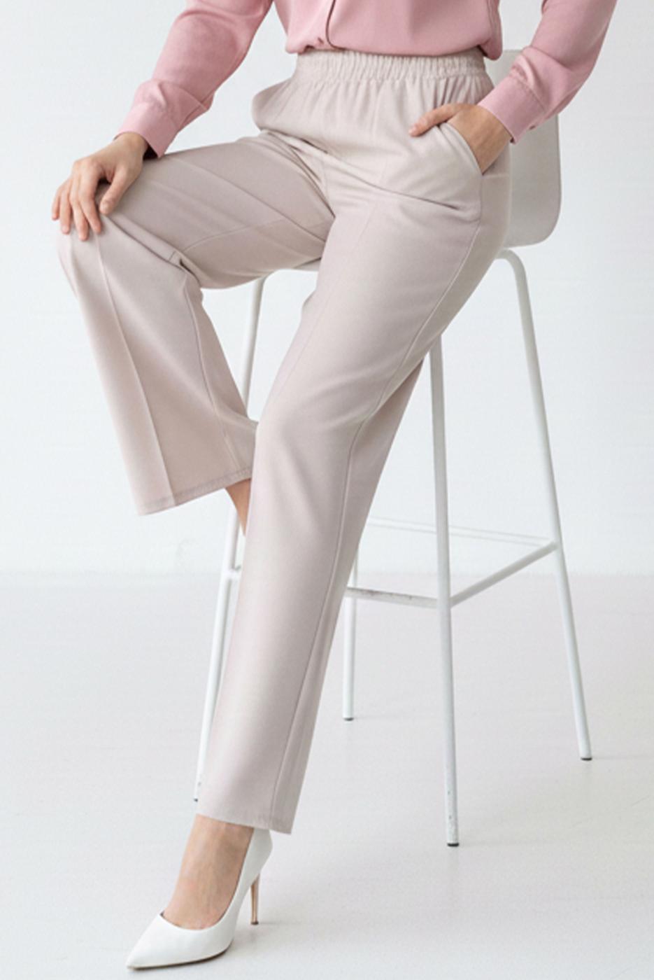 Hijab clothing BEIGE ELASTIC WAIST PANTS T 5011