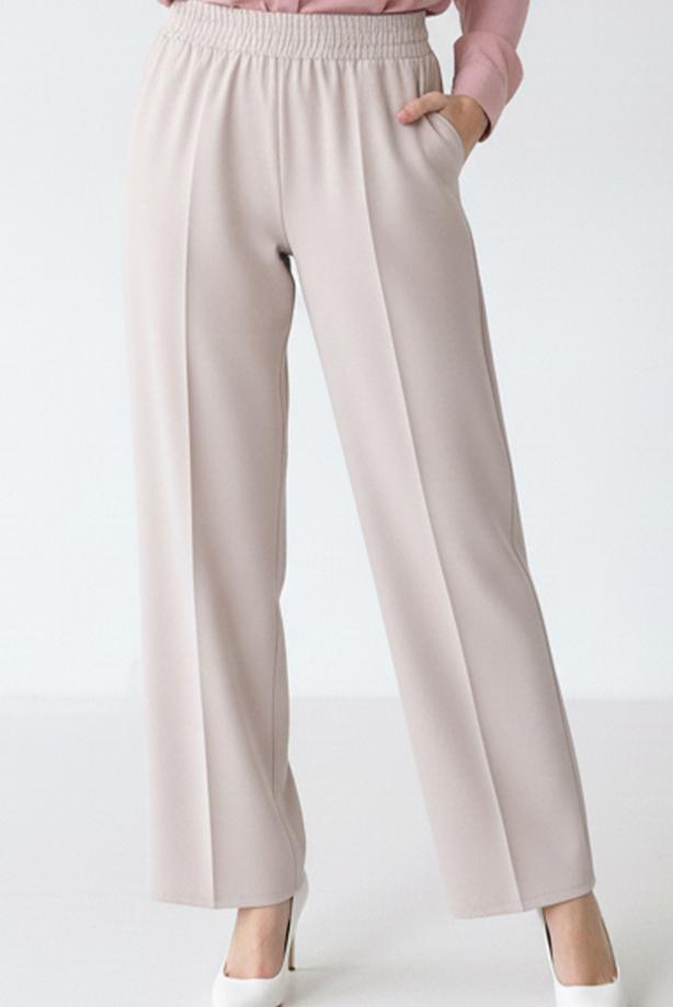 Hijab clothing BEIGE ELASTIC WAIST PANTS T 5011 - TRENDTESETTÜR