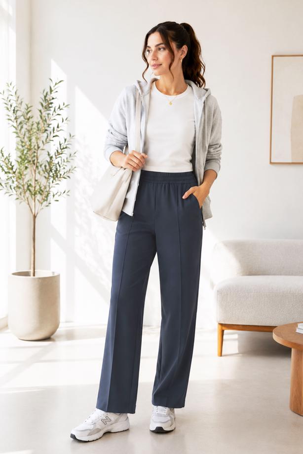 Vêtements hijab GRIS PANTALON TAILLE ÉLASTIQUE T 5011 - TRENDTESETTÜR
