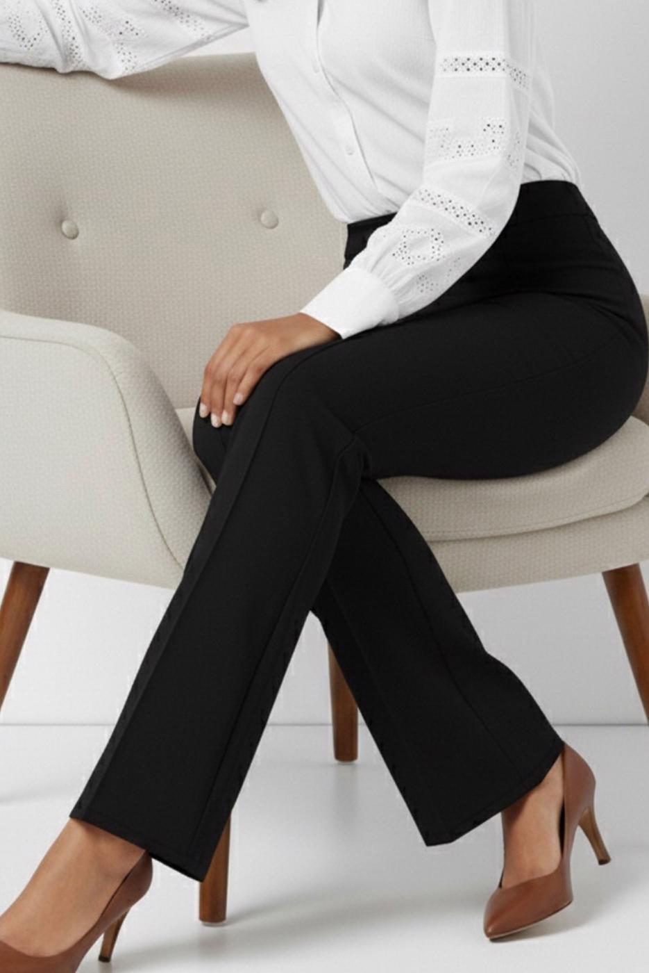 Vêtements hijab NOIR T 6011 BN İSPANYOL PAÇA PANTOLON