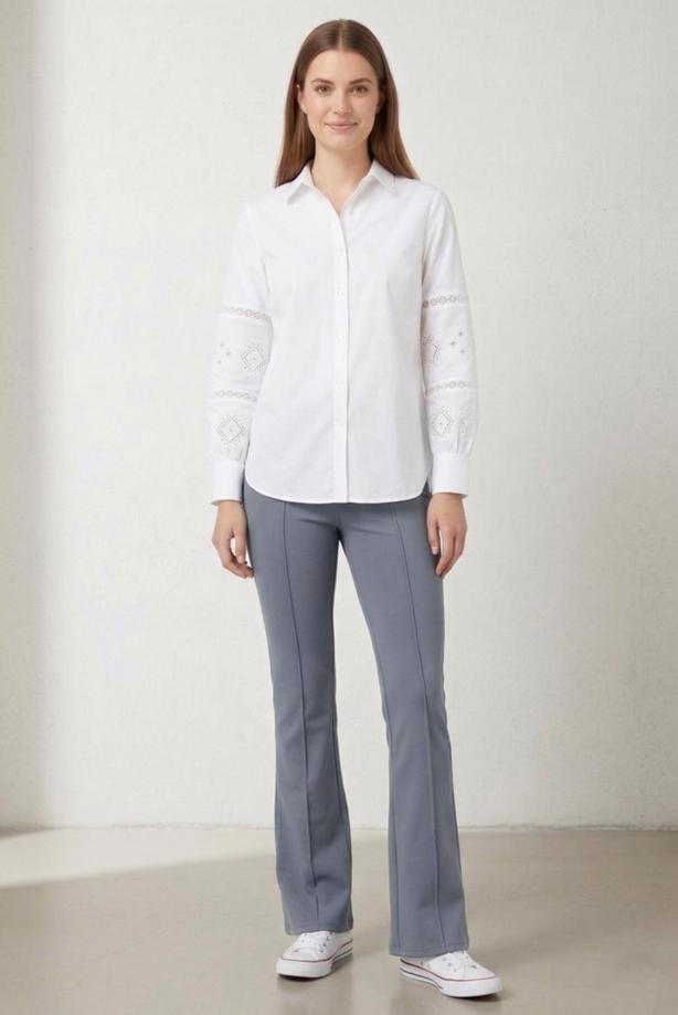 Vêtements hijab GRIS PANTALON À FOND CLOCHE T 6011 - TRENDTESETTÜR