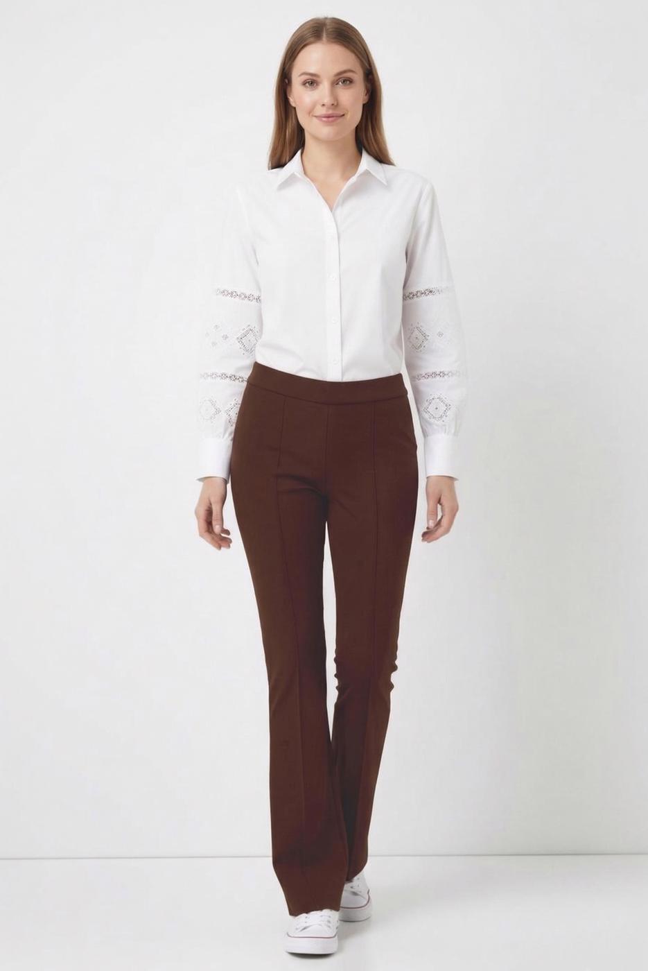 Tesettür giyim KAHVE İSPANYOL PAÇA PANTOLON T 6011