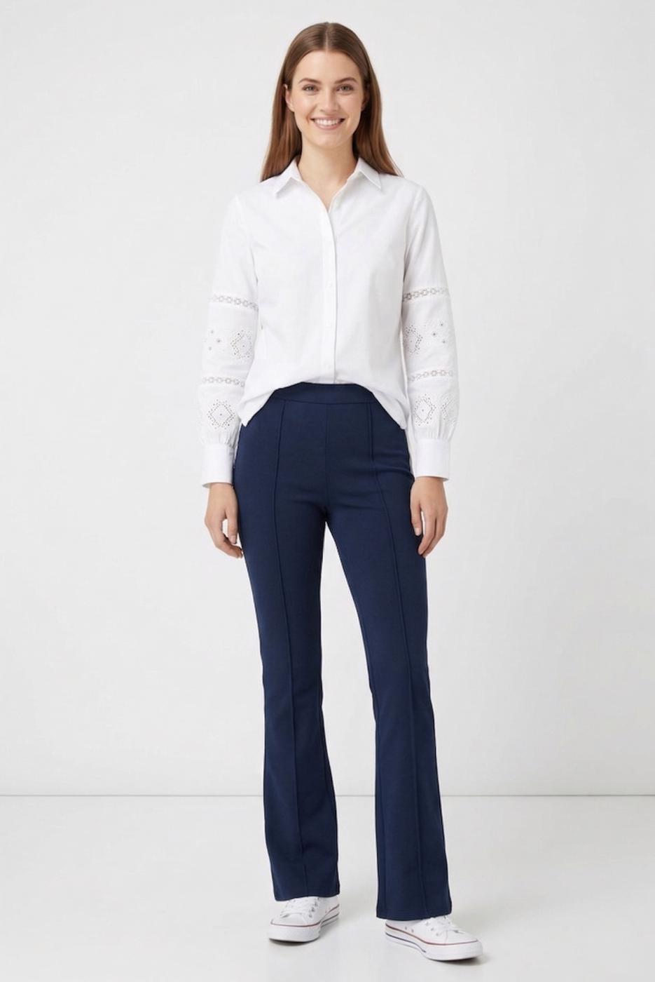 Tesettür giyim LACİVERT İSPANYOL PAÇA PANTOLON T 6011