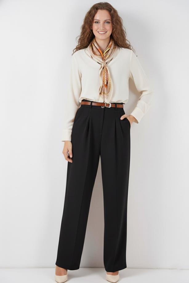 Tesettür giyim SİYAH BOL PAÇA PANTOLON T 6966 - TRENDTESETTÜR