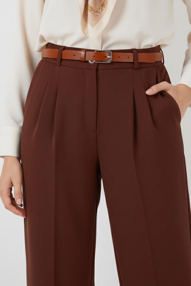Tesettür giyim KAHVE BOL PAÇA PANTOLON T 6966 - TRENDTESETTÜR