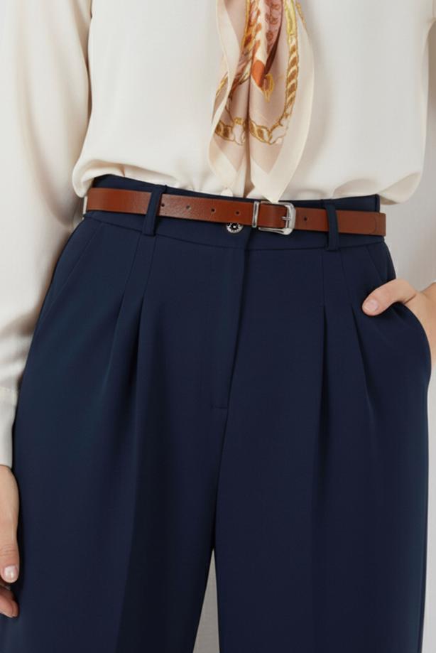 Tesettür giyim LACİVERT BOL PAÇA PANTOLON T 6966 - TRENDTESETTÜR