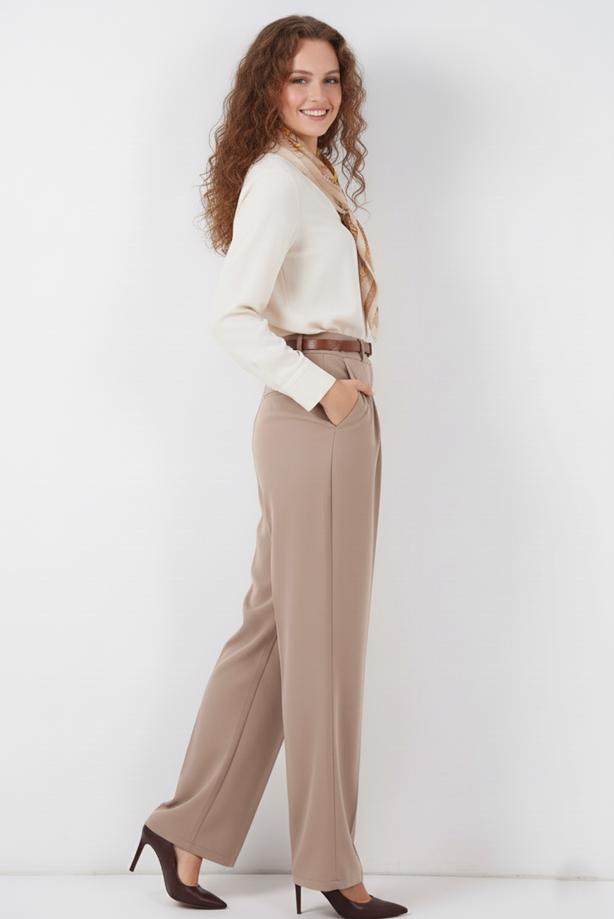 Tesettür giyim BEJ BOL PAÇA PANTOLON T 6966 - TRENDTESETTÜR