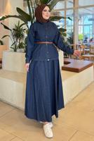 Vêtements hijab BLEU MARINE ENSEMBLE JUPE EN JEAN T 7989