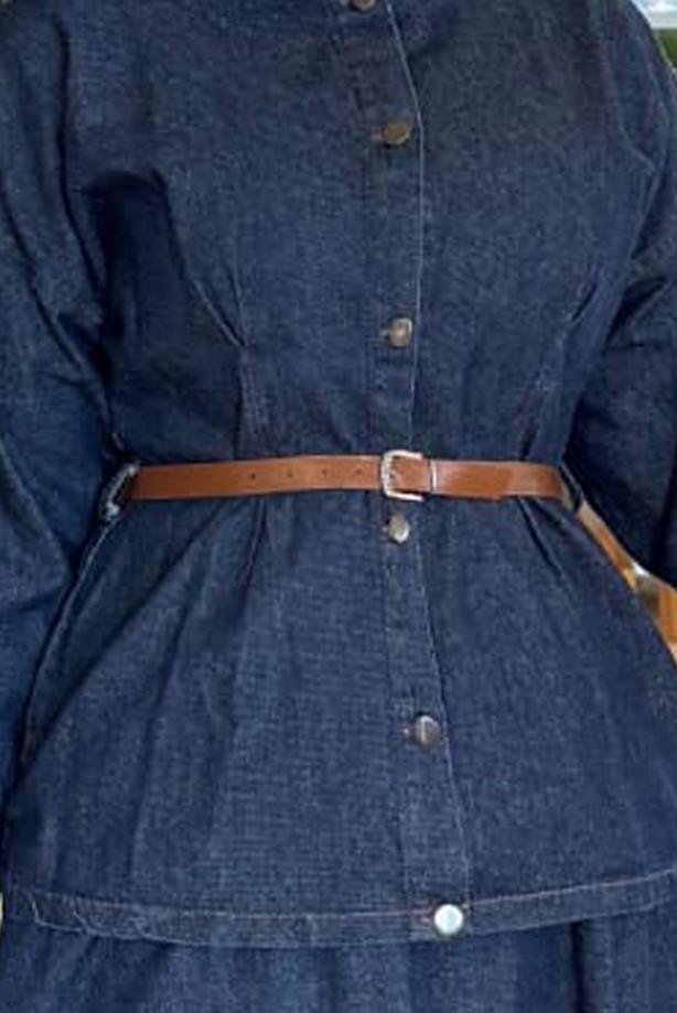 Vêtements hijab BLEU MARINE ENSEMBLE JUPE EN JEAN T 7989 - TRENDTESETTÜR