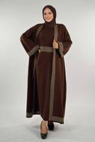 Tesettür giyim KAHVE CEKETLİ ELBİSELİ TAKIM T 11381