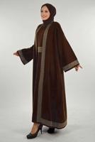 Tesettür giyim KAHVE CEKETLİ ELBİSELİ TAKIM T 11381