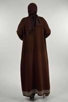 Tesettür giyim KAHVE CEKETLİ ELBİSELİ TAKIM T 11381