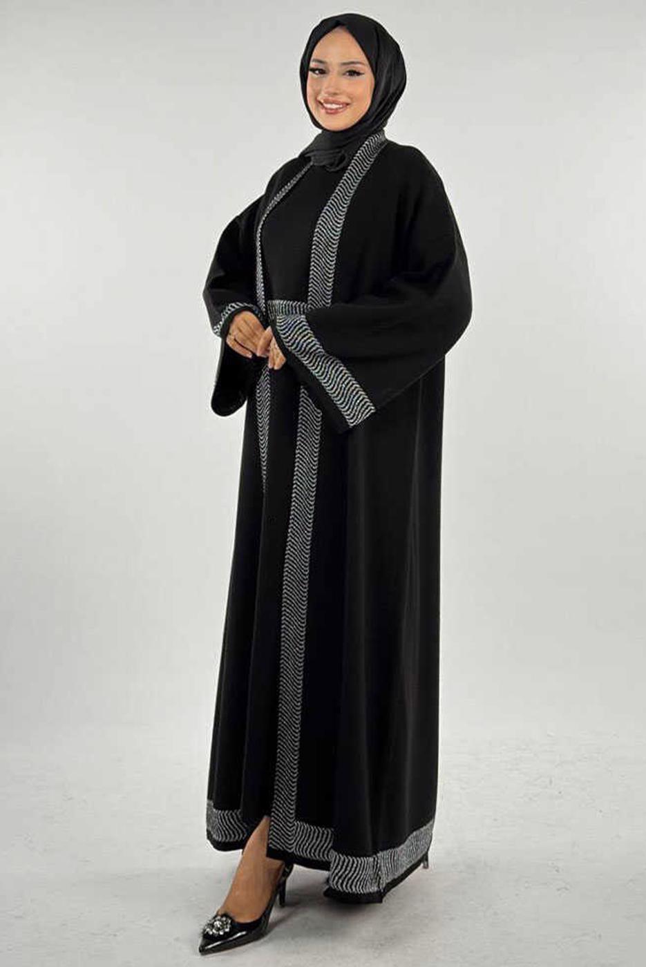 Tesettür giyim SİYAH CEKETLİ ELBİSELİ TAKIM T 11381