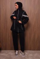Vêtements hijab NOIR ENSEMBLE PANTALON TAILLE NOUÉE T 0035