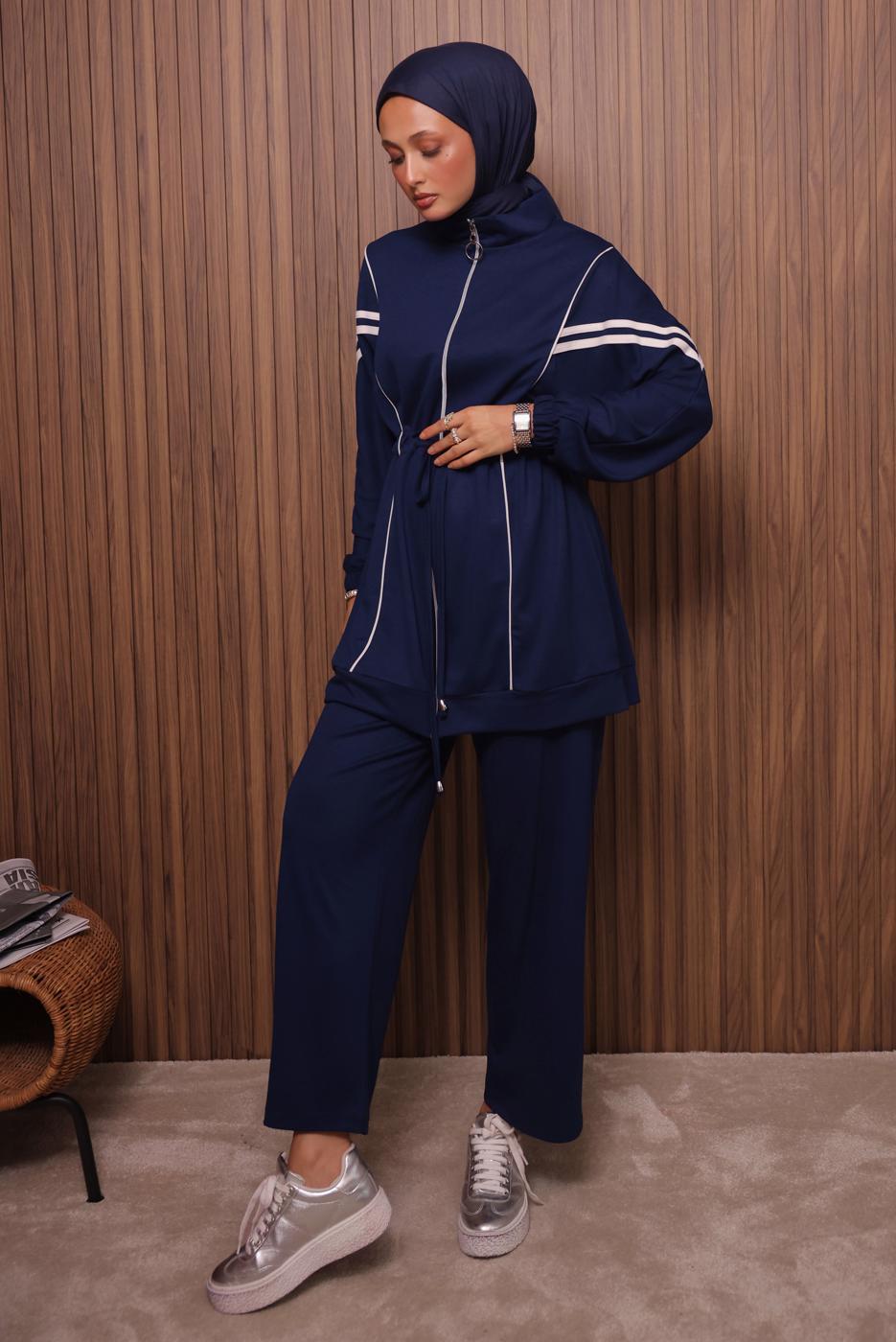 Vêtements hijab BLEU MARINE ENSEMBLE PANTALON TAILLE NOUÉE T 0035
