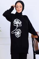 Tesettür giyim SİYAH T 0211 BN PANTOLONLU TRİKO TAKIM