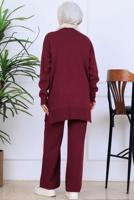 Tesettür giyim BORDO T 0211 BN PANTOLONLU TRİKO TAKIM