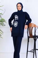 Tesettür giyim LACİVERT T 0211 BN PANTOLONLU TRİKO TAKIM