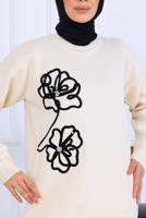 Tesettür giyim BEJ T 0211 BN PANTOLONLU TRİKO TAKIM