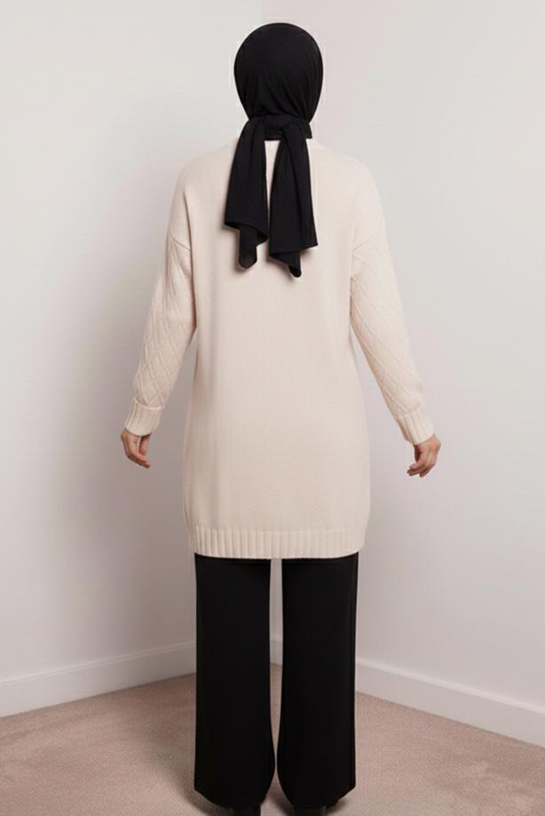 Tesettür giyim SİYAH TRİKO PANTOLONLU TAKIM T 0407 - TRENDTESETTÜR