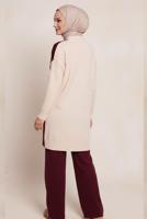 Tesettür giyim BORDO PANTOLONLU TRİKO TAKIM T 0407