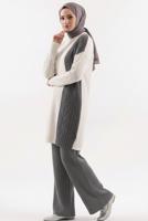 Tesettür giyim GRİ PANTOLONLU TRİKO TAKIM T 0407