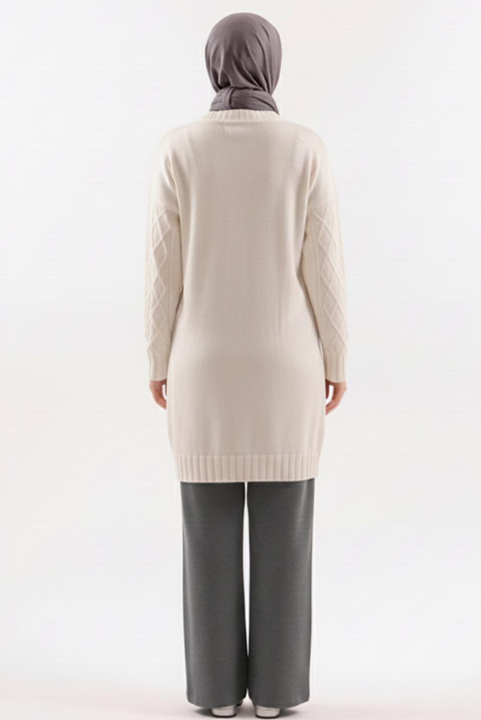 Tesettür giyim GRİ PANTOLONLU TRİKO TAKIM T 0407