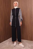 Tesettür giyim SİYAH KAPÜŞONLU PANTOLONLU TAKIM T 0635