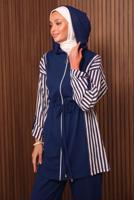 Tesettür giyim LACİVERT KAPÜŞONLU PANTOLONLU TAKIM T 0635