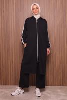 Hijab clothing BLACK HOODED PANTSUIT T 0835