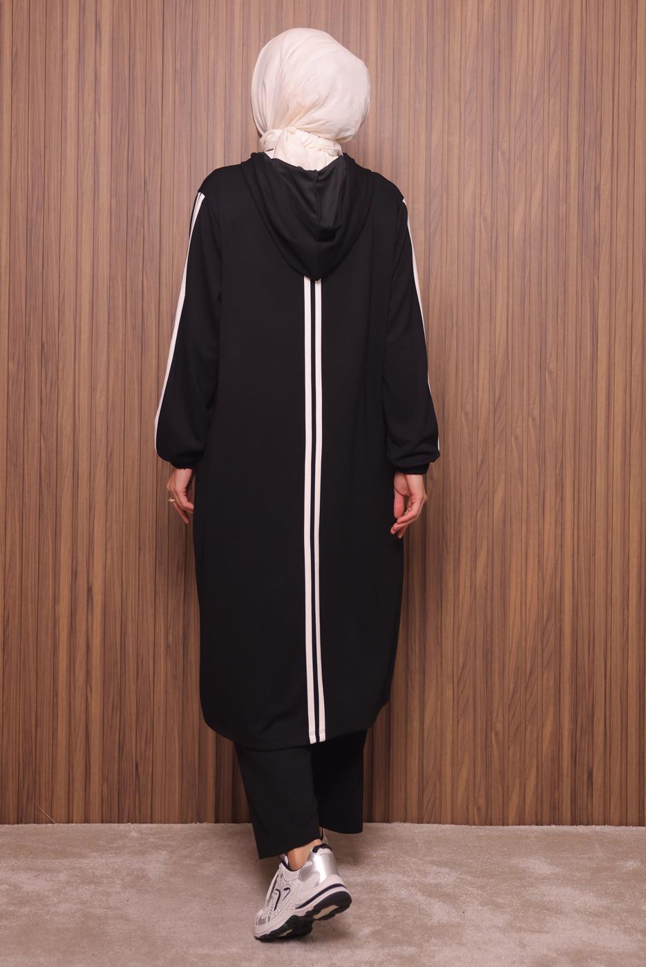 Hijab clothing BLACK HOODED PANTSUIT T 0835