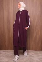 Vêtements hijab ROUGE BORDEAUX ENSEMBLE PANTALON À CAPUCHE T 0835
