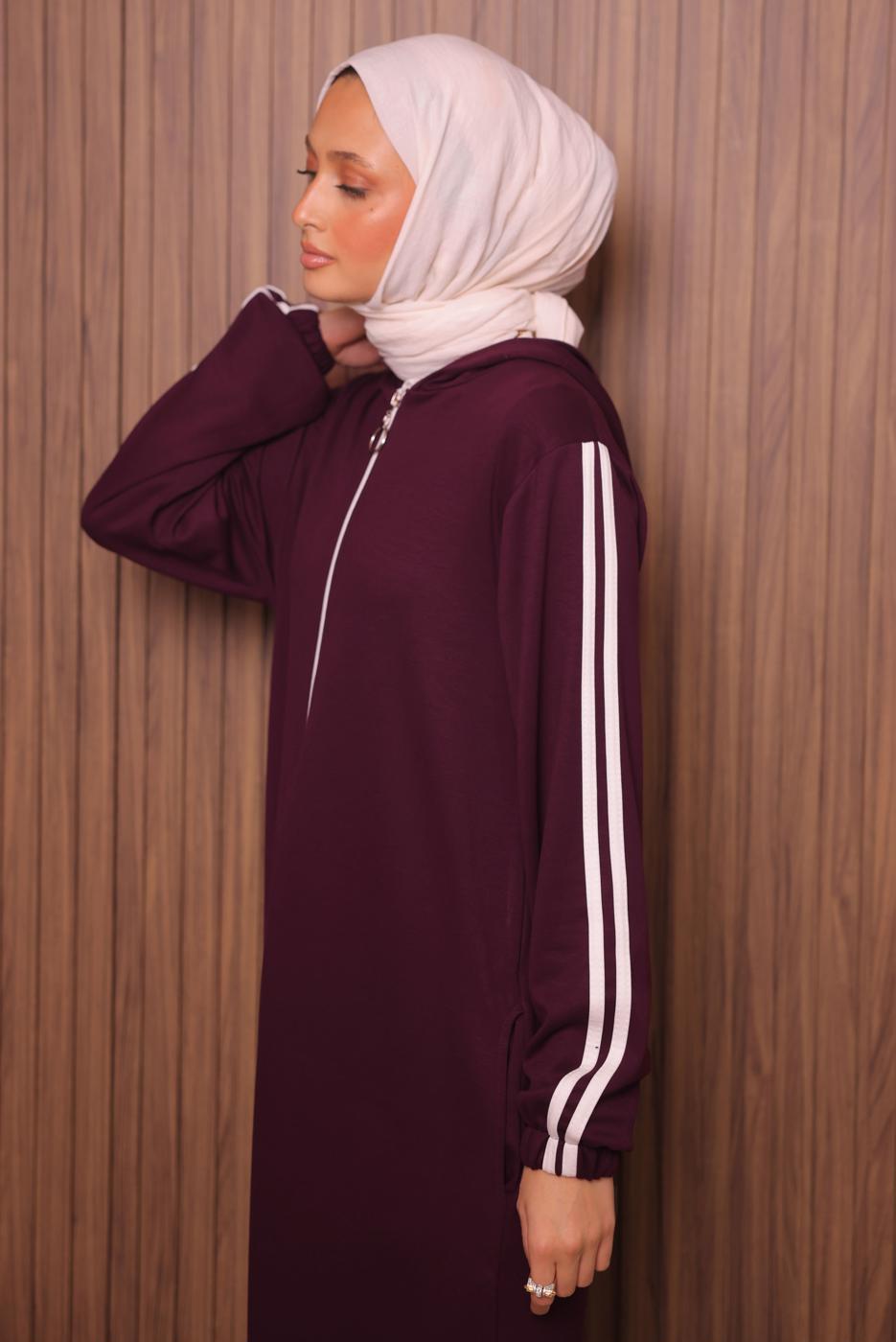 Vêtements hijab ROUGE BORDEAUX ENSEMBLE PANTALON À CAPUCHE T 0835
